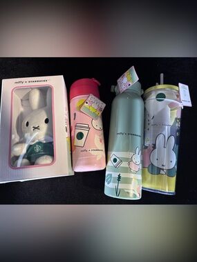 miffy x Starbucks Pink & Mint Drinkware & Plushie Set, Set of 4